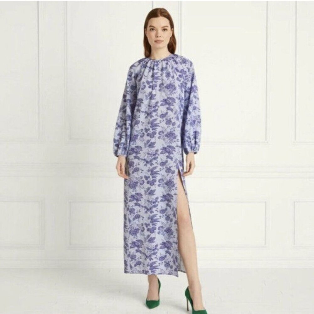 HILL HOUSE Simone Maxi Open Back Dress in Lilac Tonal Floral